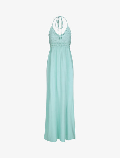 Robe empire uni à dos nu - Turquoise - 1