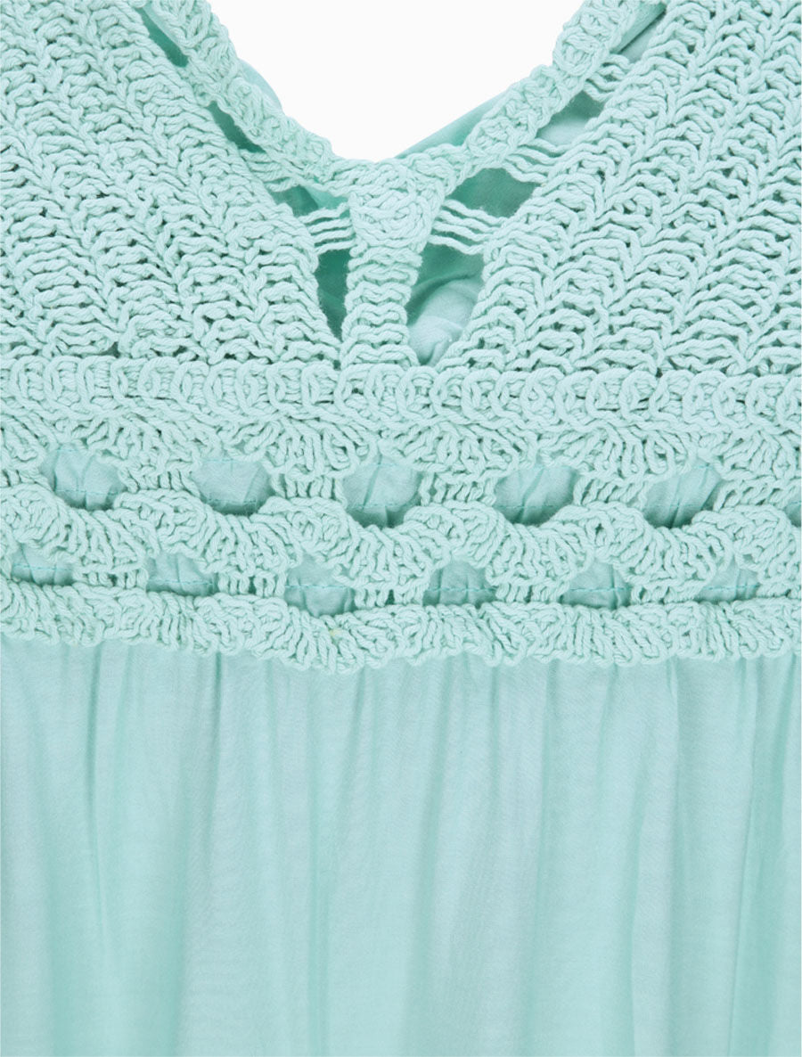 Robe empire uni à dos nu - Turquoise - 3