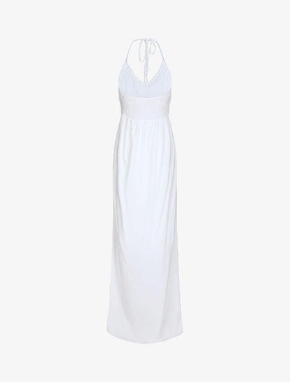 Robe empire uni à dos nu - Blanc - 2