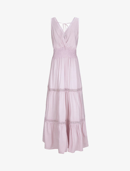 Robe longue empire uni à détail crochet - Rose pâle - 2