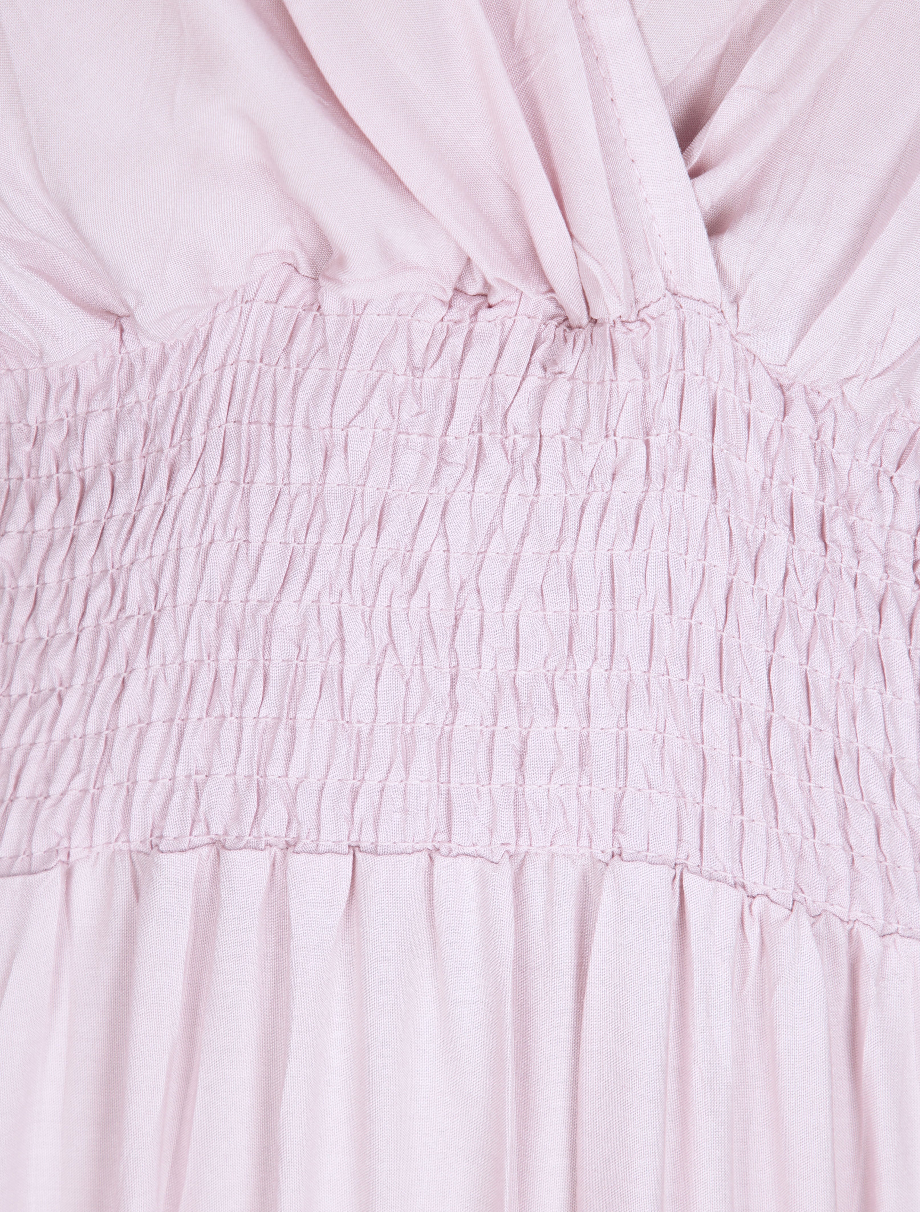 Robe longue empire uni à détail crochet - Rose pâle - 3