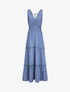 Robe longue empire uni à détail crochet - Bleu - 1