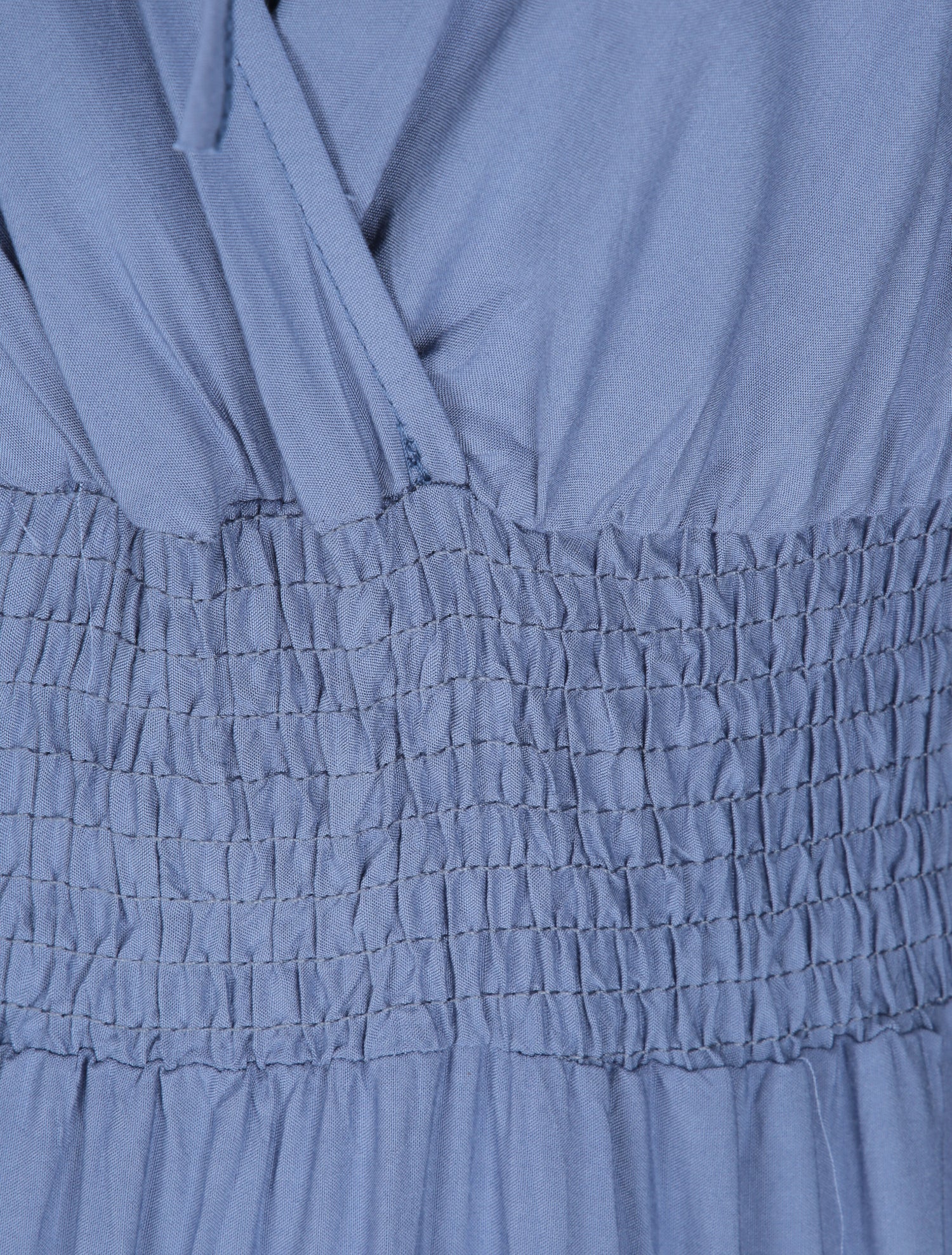 Robe longue empire uni à détail crochet - Bleu - 3