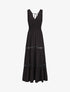 Robe longue empire uni à détail crochet - Noir - 5