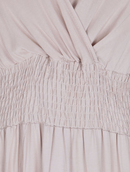Robe longue empire uni à détail crochet - Taupe - 3