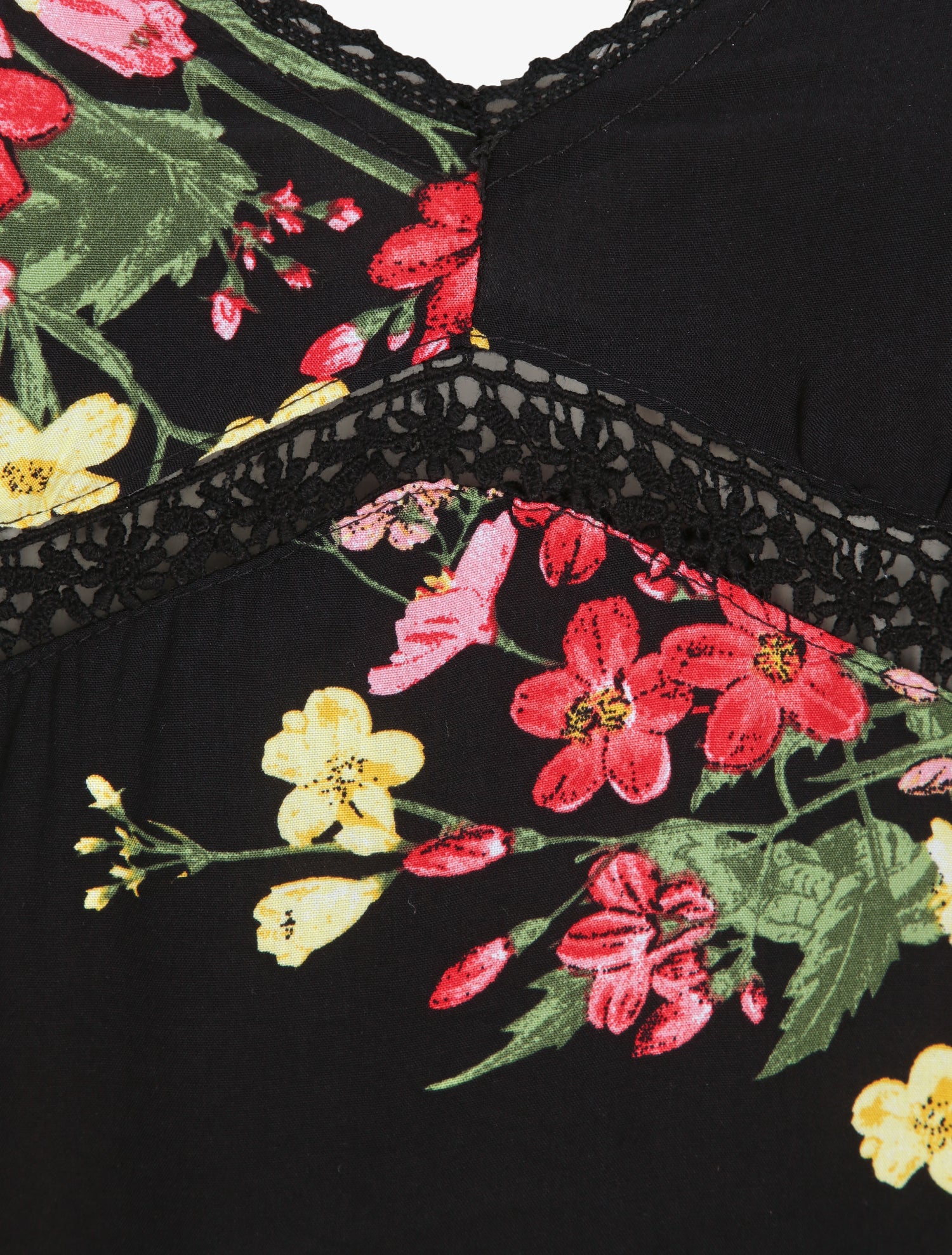 Robe longue empire fendue imprimé floral - Noir - 3
