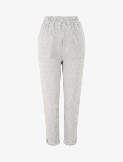 Jogging regular uni taille haute - Gris chiné - 1