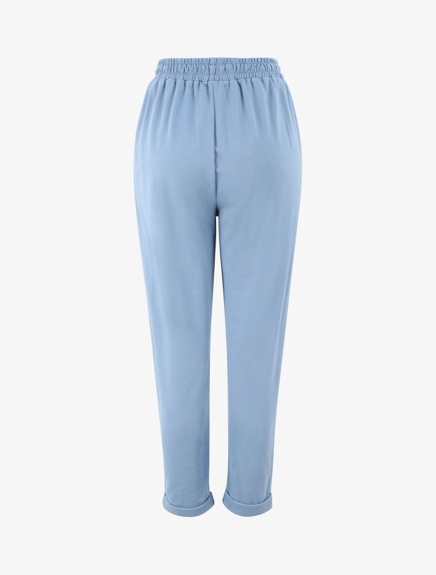 Jogging regular uni taille haute - Bleu - 2
