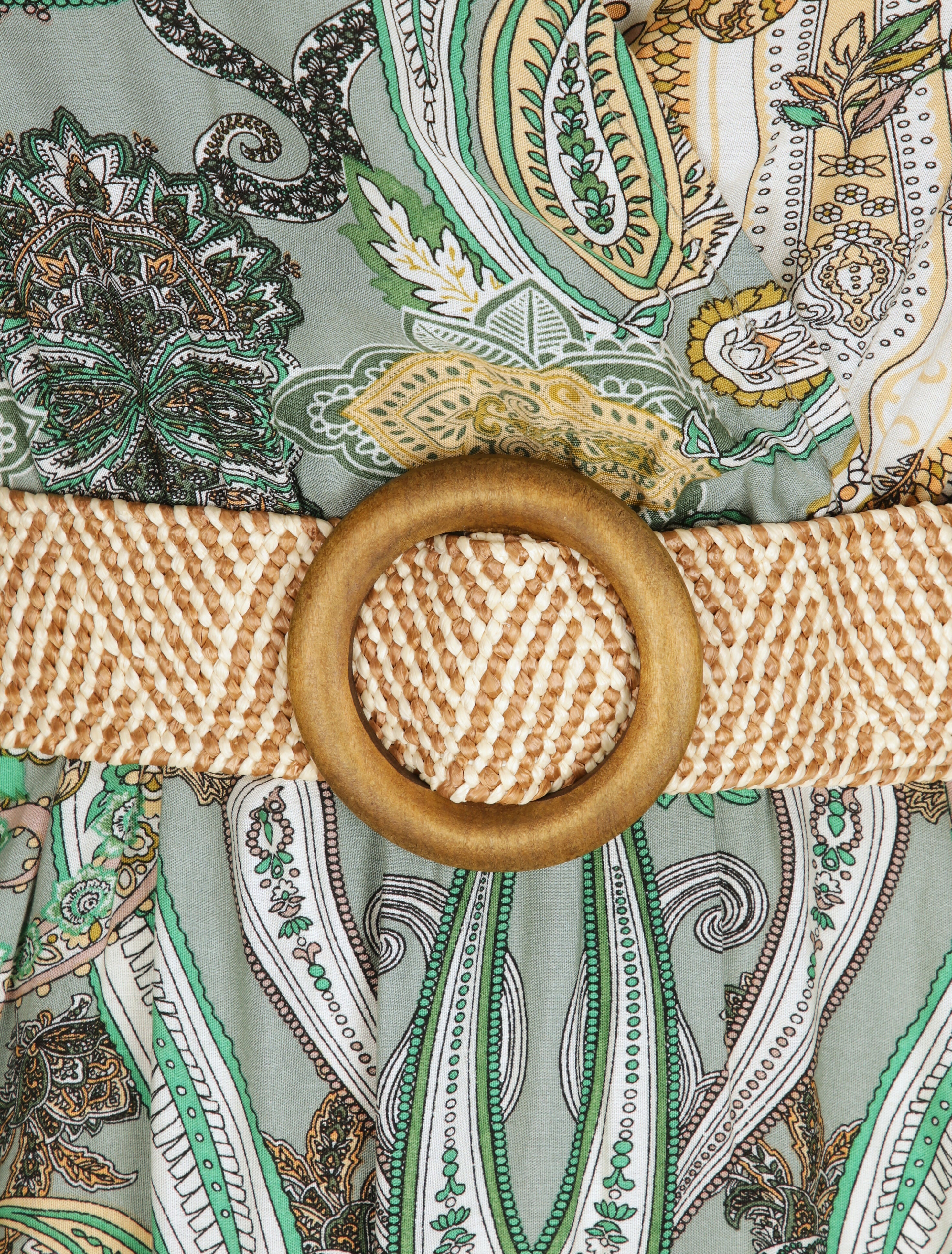Robe longue empire imprimé cachemire - Vert - 4