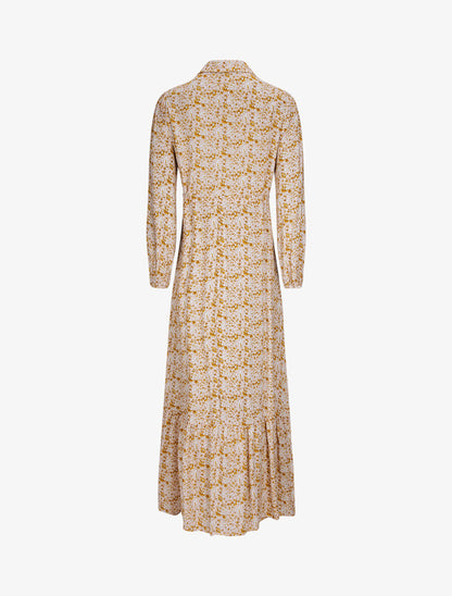 Robe longue empire manches 3/4 et imprimé fleuri - Beige - 2