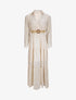 Robe longue empire imprimé pois stylisés - Beige - 1