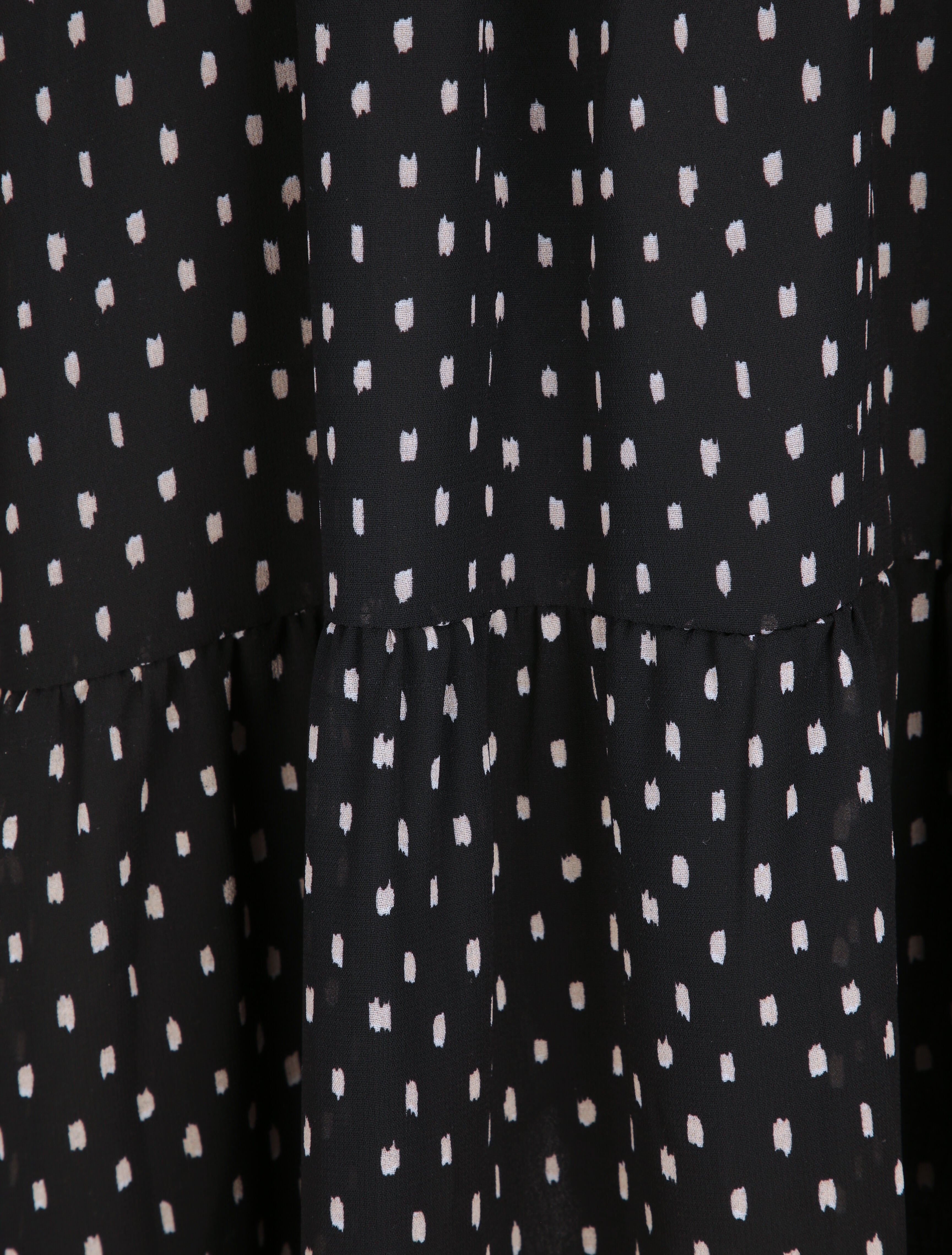 Robe longue empire imprimé pois stylisés - Noir - 4