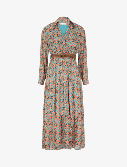 Robe longue à imprimé liberty - Bleu canard - 1