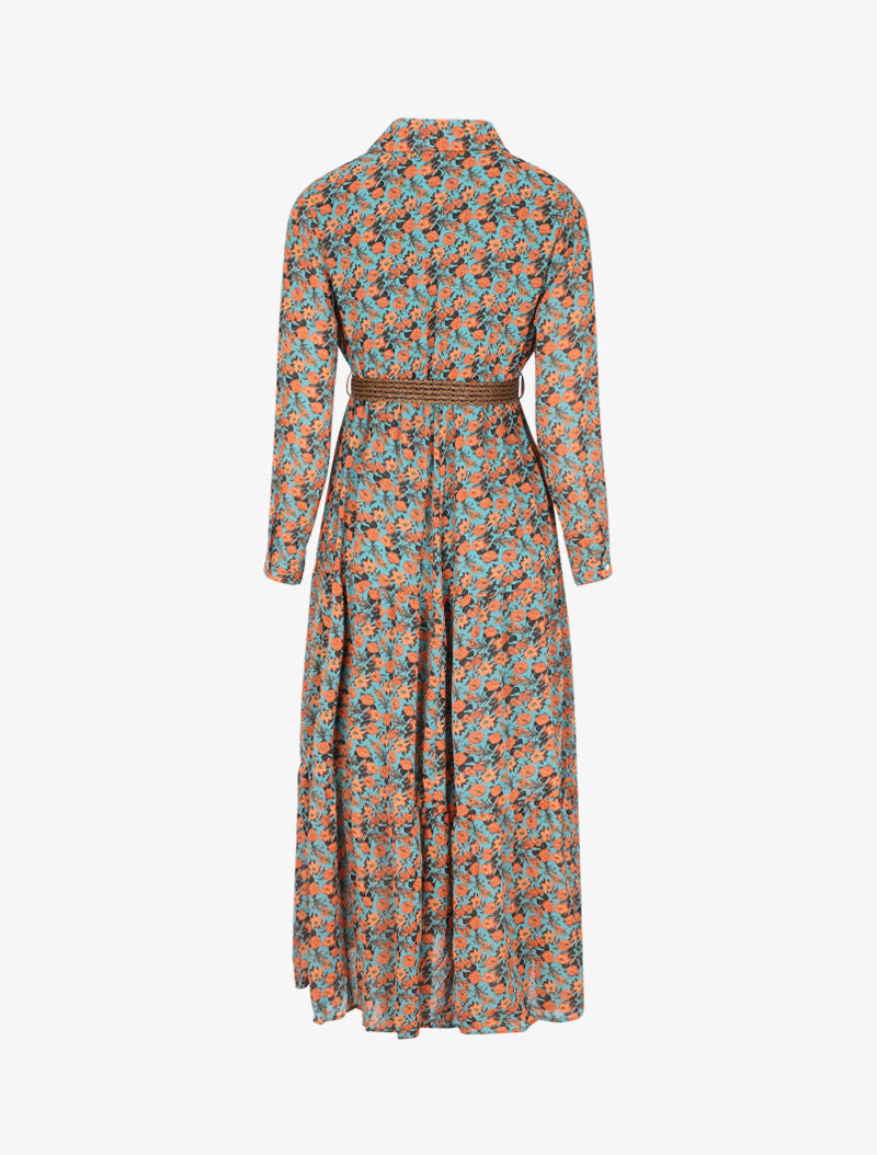 Robe longue à imprimé liberty - Bleu canard - 2