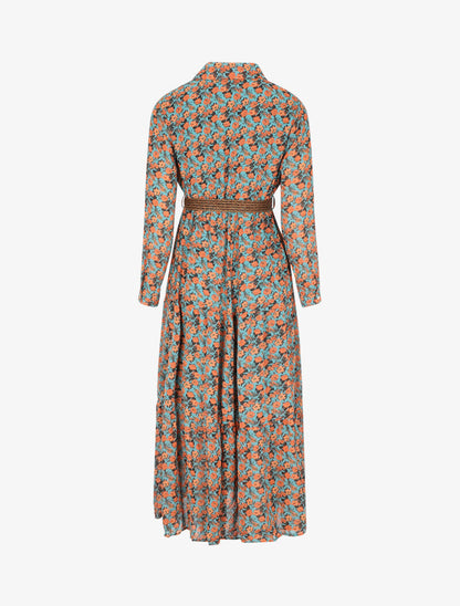 Robe longue à imprimé liberty - Bleu canard - 2