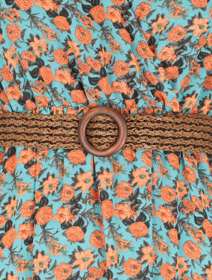 Robe longue à imprimé liberty - Bleu canard - 3