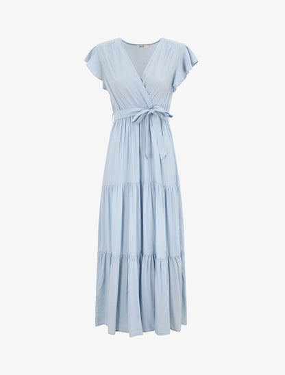 Robe empire à manches volantées - Bleu ciel - 1