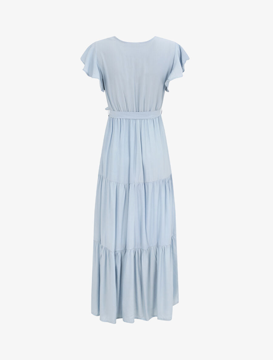 Robe empire à manches volantées - Bleu ciel - 2