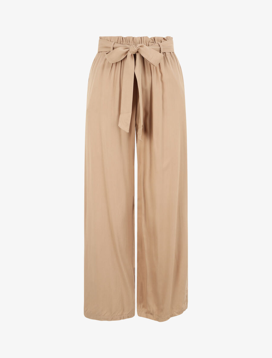 Pantalon fluide uni - Beige - 1