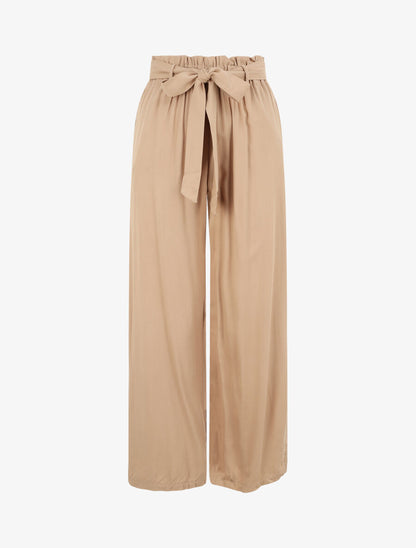 Pantalon fluide uni - Beige - 1