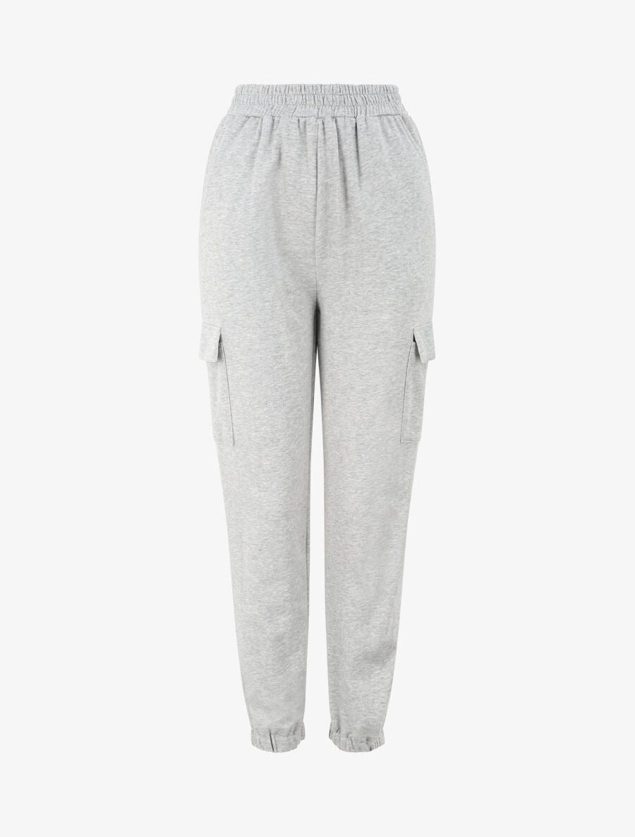 Jogging uni en coton - Gris - 1