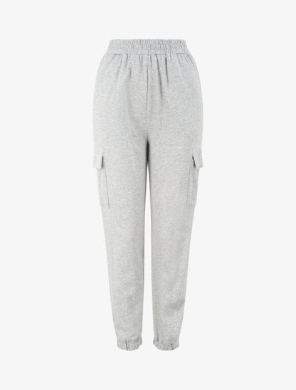 Jogging uni en coton - Gris - 1