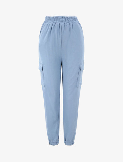 Jogging uni en coton - Bleu - 1