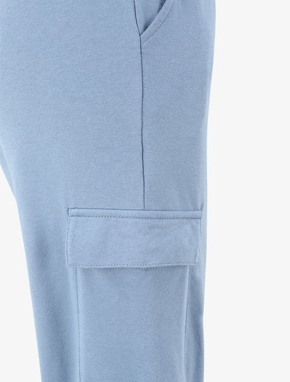 Jogging uni en coton - Bleu - 3