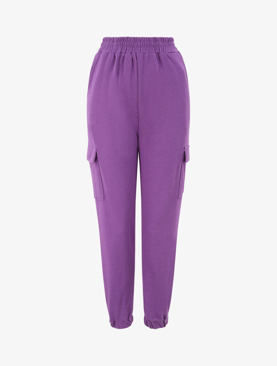 Jogging uni en coton - Violet - 4