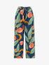 Pantalon fluide coupe loose à imprimé grandes feuilles - Marine - 1