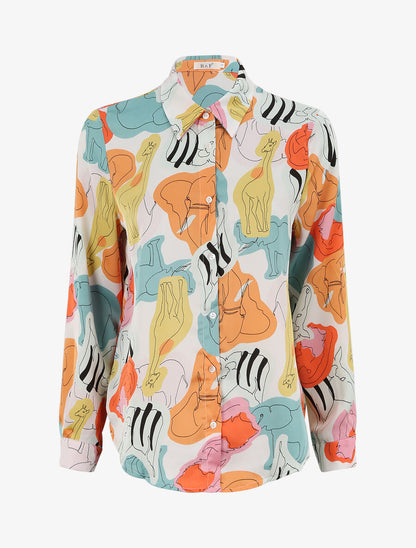 Chemise oversize à imprimé animal - Blanc - 1