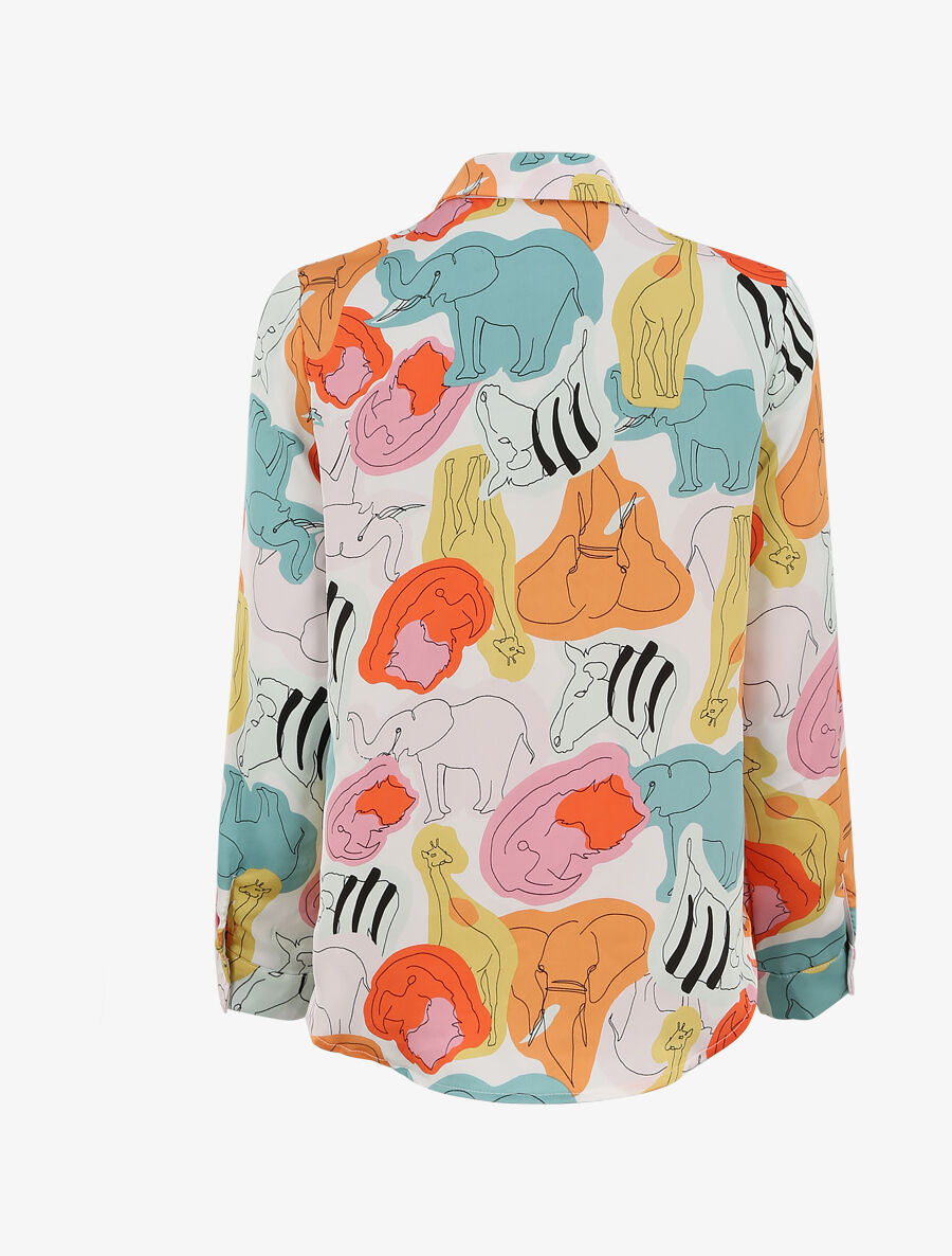 Chemise oversize à imprimé animal - Blanc - 2