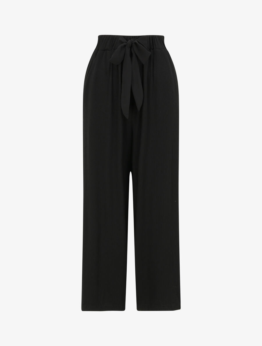 Pantalon ample uni - Noir - 1