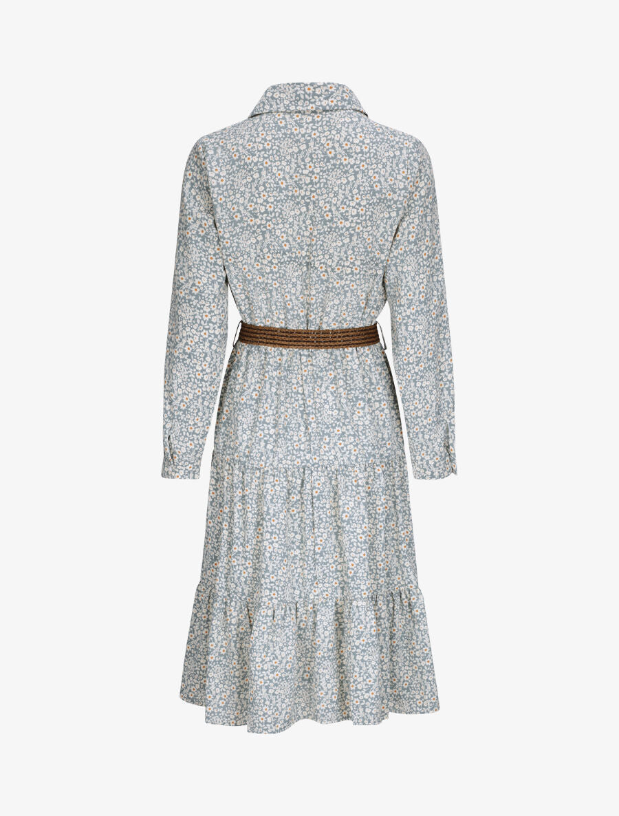 Robe longue à imprimé fleurs - Bleu ciel - 2