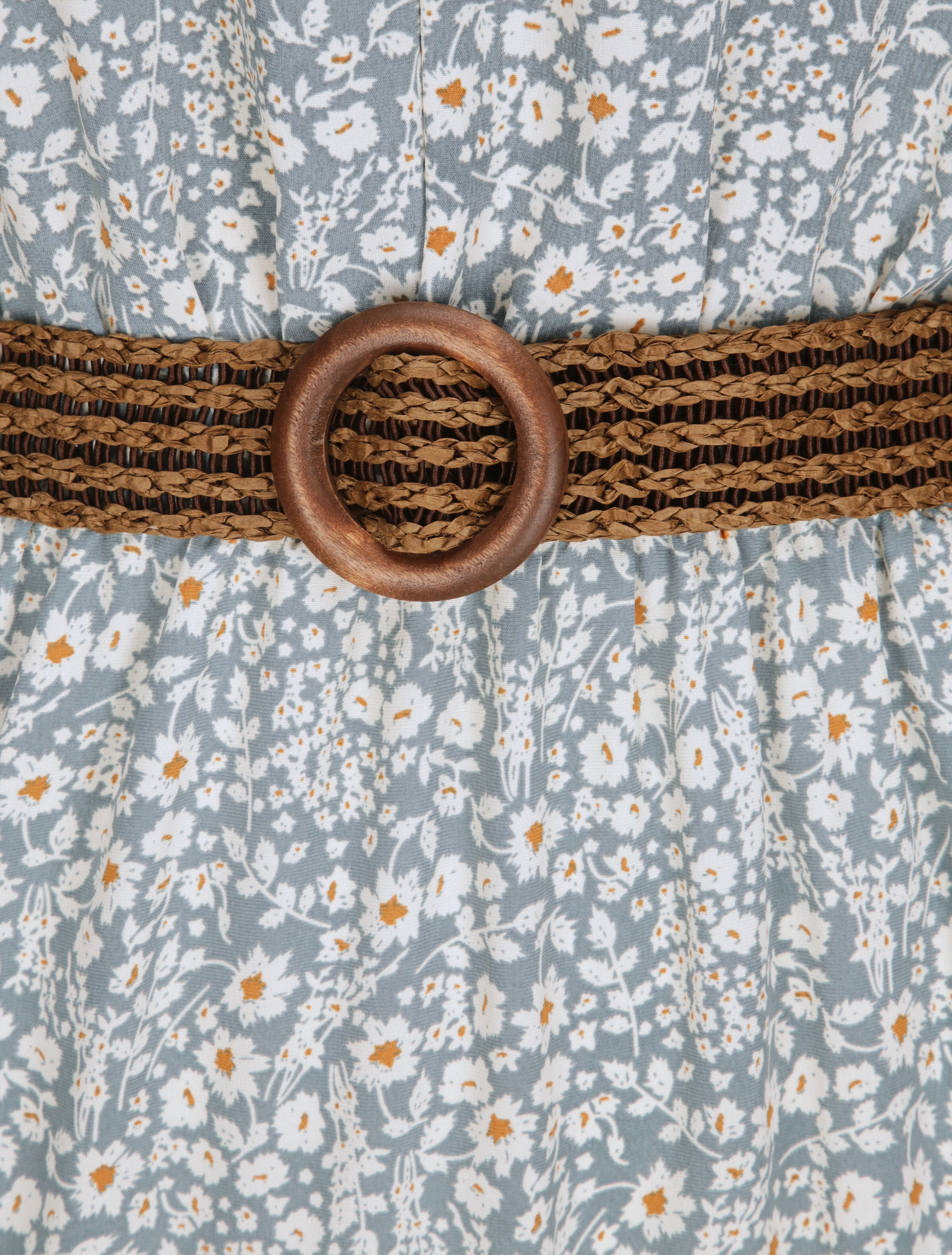 Robe longue à imprimé fleurs - Bleu ciel - 3