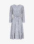 Robe longue à imprimé fleurs et feuilles stylisées - Bleu - 1