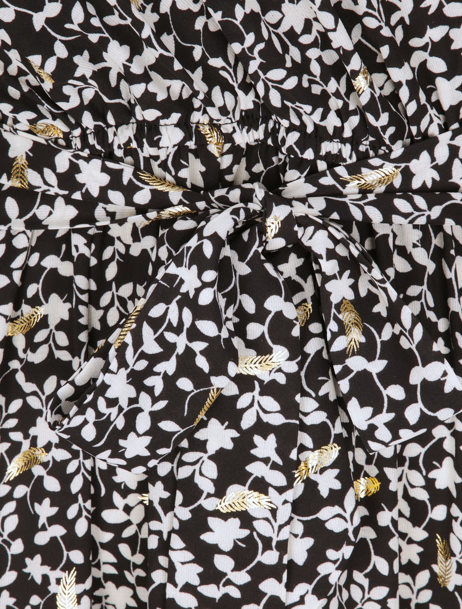 Robe longue à imprimé fleurs et feuilles stylisées - Noir - 3