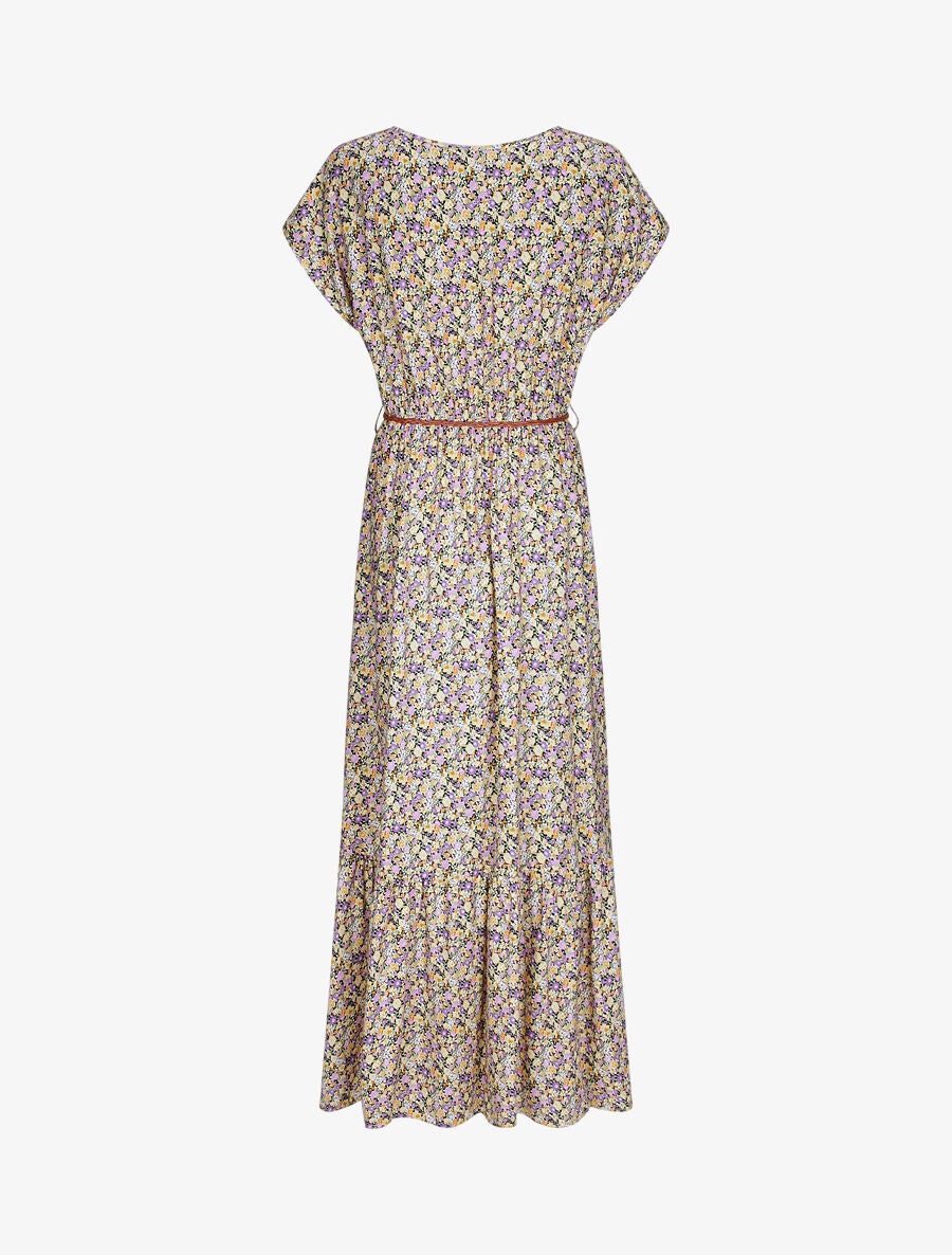 Robe longue à imprimé fleurs diverses - Violet - 2