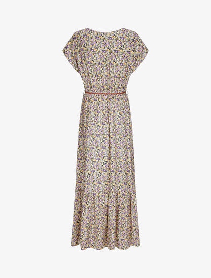 Robe longue à imprimé fleurs diverses - Violet - 2
