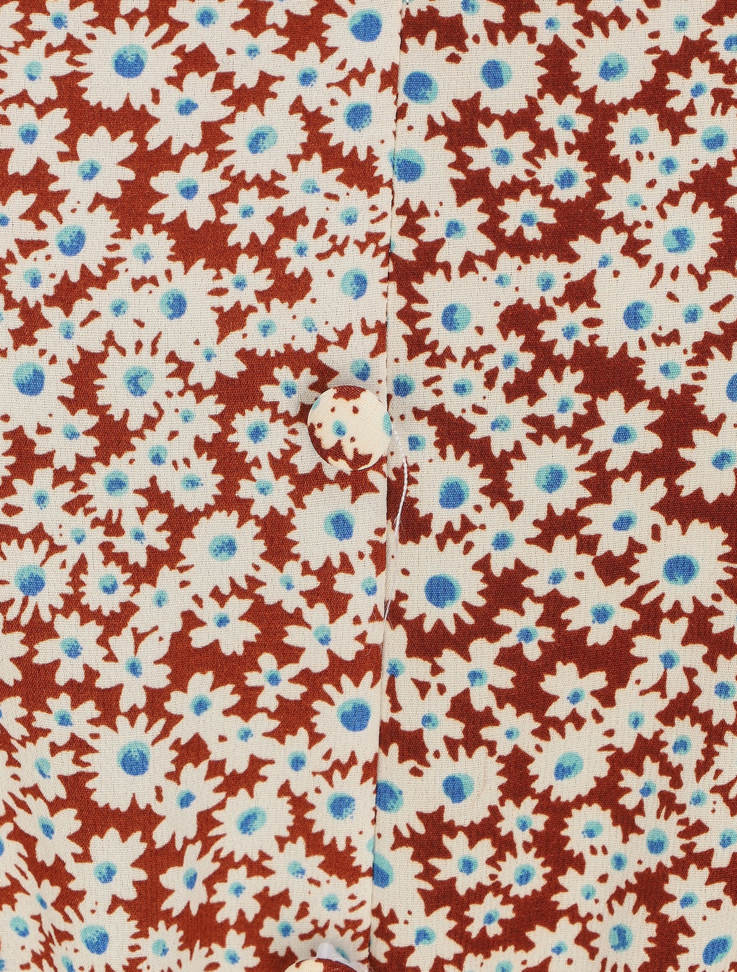 Robe longue évasée à volants imprimé pâquerettes - Marron - 3