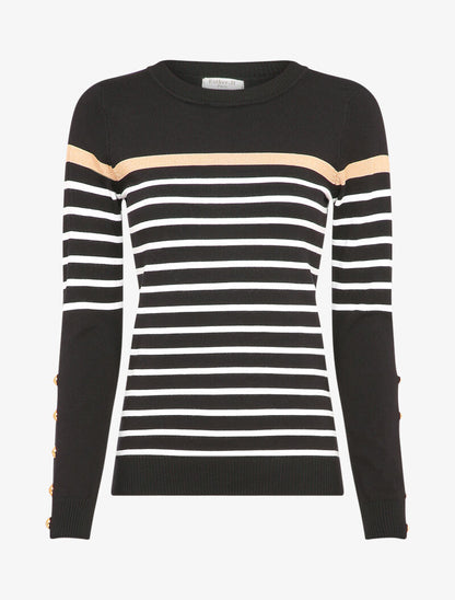 Pull marinière à détail irisé - Noir - 5