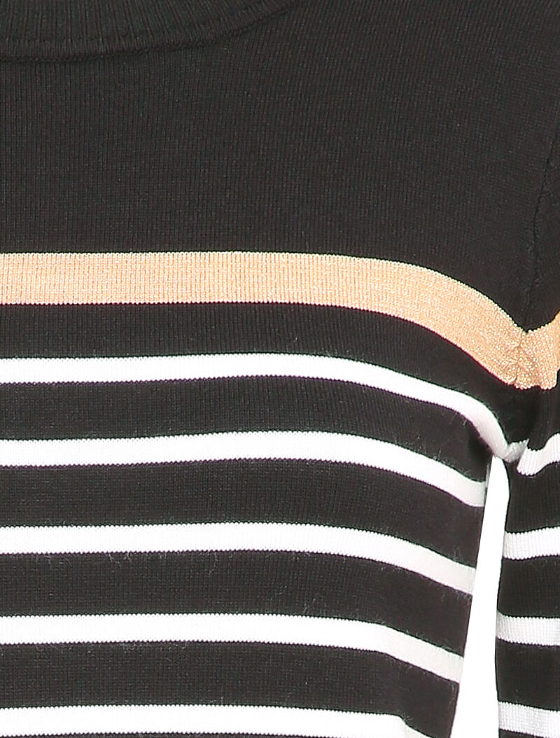 Pull marinière à détail irisé - Noir - 4