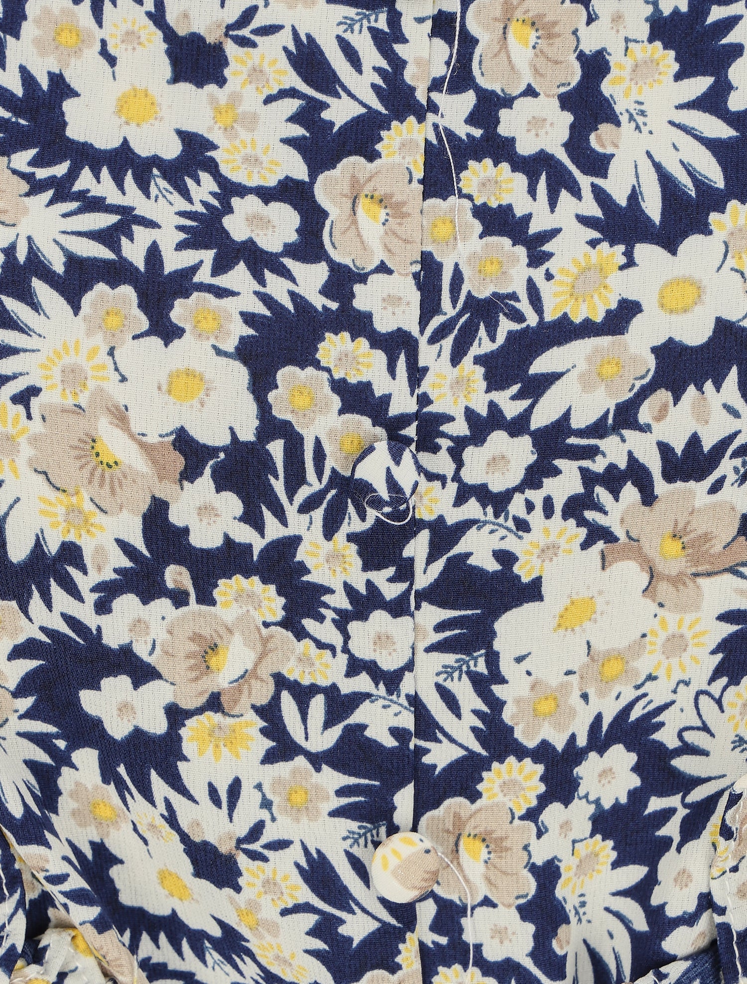 Robe longue évasée à volants imprimé fleurs des champs - Marine - 3