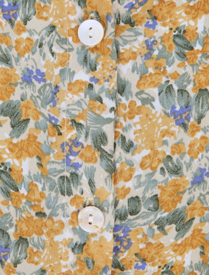 Robe longue évasée à manches longues et imprimé fleurs sauvages - Jaune - 3