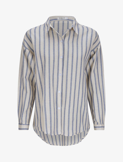 Chemise oversize rayée - Bleu - 1