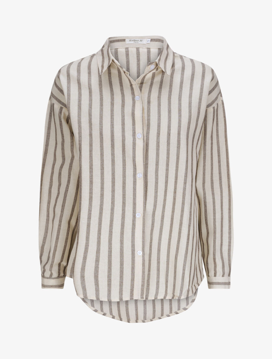 Chemise oversize rayée - Gris - 4