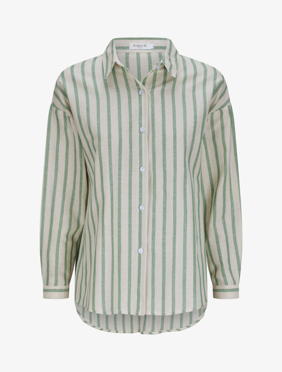 Chemise oversize rayée - Vert - 1