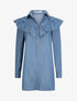Chemise en jean droite à épaules volantées - Bleu - 1