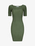 Robe courte ajustée unie à col en coeur - Kaki - 1