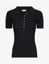 Polo ajusté en maille côtelée - Noir - 1